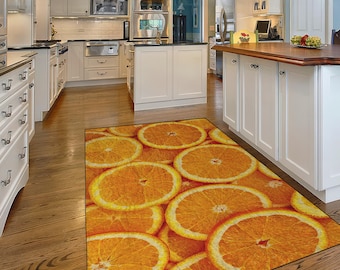 Vibrant Orange Slice Kitchen Rug – Bright and Fresh Design, Non Slip Machine Washable Cute Rug, Kitchen Rug