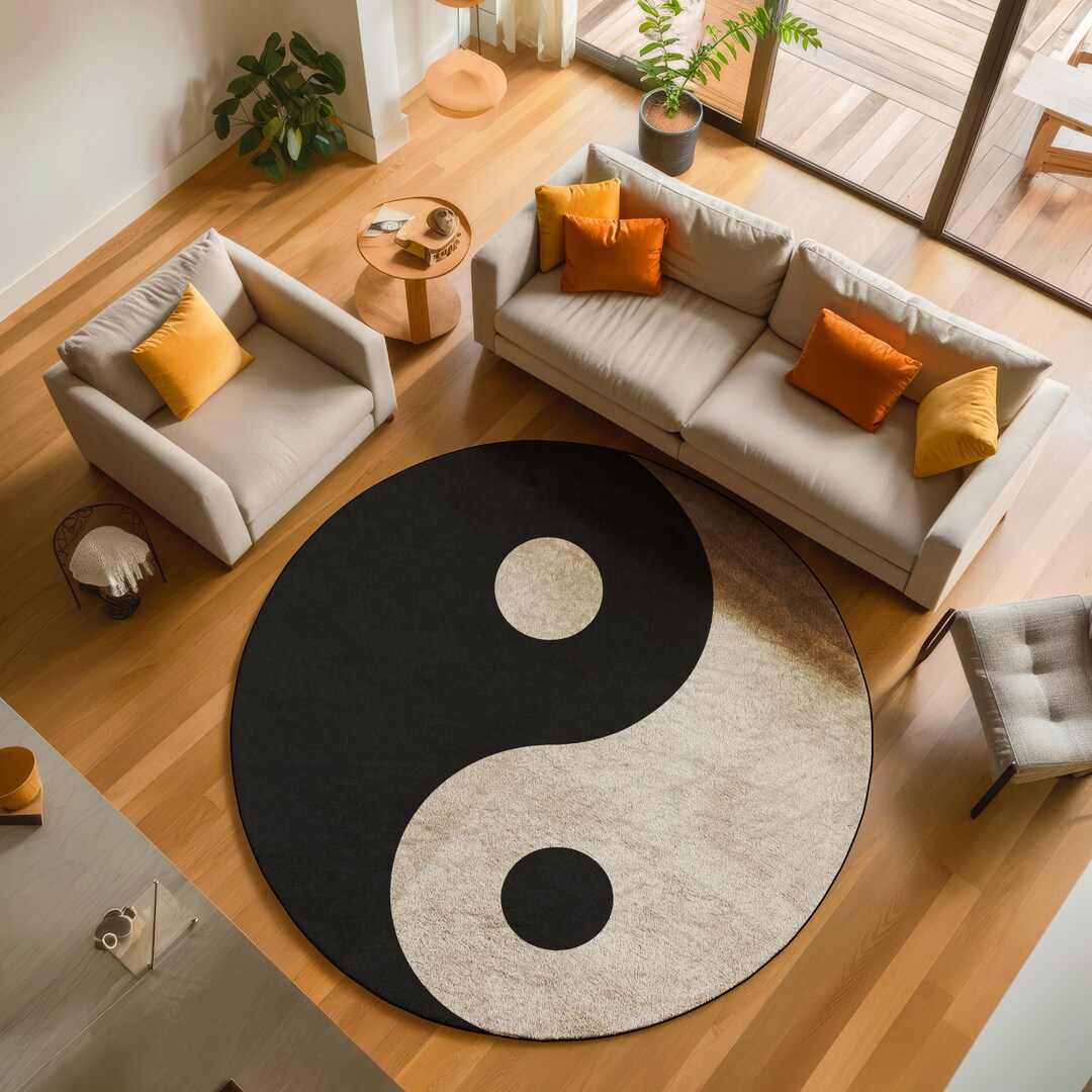 Yin Yang Round Rug: Black and White Zen Home Decor - Etsy