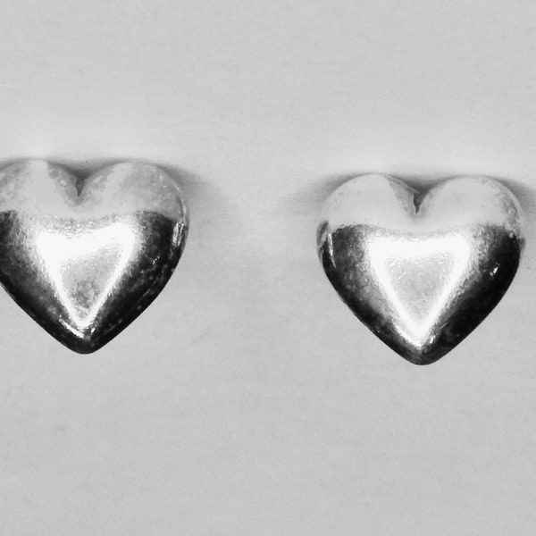 Sterling Silver Puffed Heart Stud Earrings