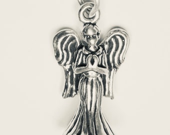 Sterling Silver 3D Praying Angel Charm Pendant