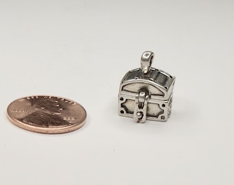 Sterling Silver Treasure Chest/Prayer Box 3D Charm