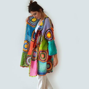 Plus Size Clothing, Oversize Cardigan, Spring Summer Rainbow sweater