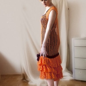 Orange Crochet Dress MADE TO ORDER image 3