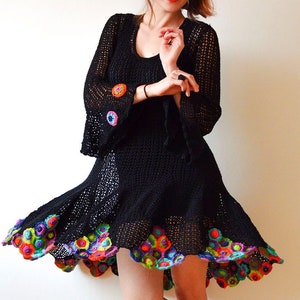 Black Crochet Summer Dress MADE TO ORDER image 1