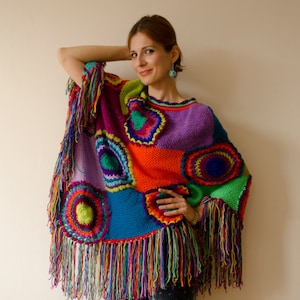 Plus Size Clothing, Poncho, Women Cape, Boho Multicolored MADE TO ORDER ...