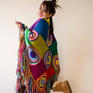 Plus Size Clothing Poncho Women Cape Boho Multicolored - Etsy
