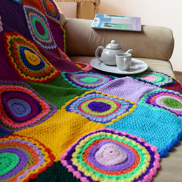 Bright Multicolor gooien, Afghan, haakwerk deken *** klaar voor schip ***