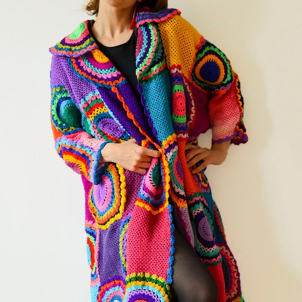 Plus Size Clothing, Long Cardigan, Wearable Art, Boho Coat, Oversized Sweater, Swing Coat, Plus Size Kaftan, Boho Chic Cocoon Coat