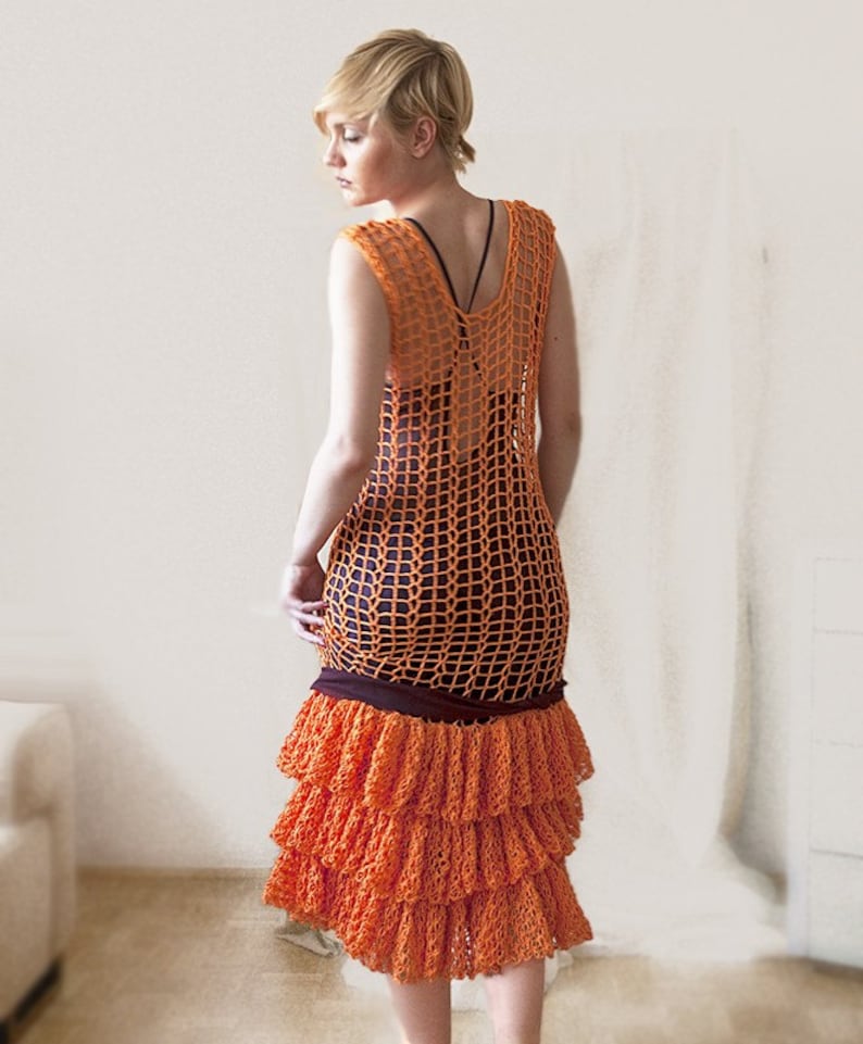 Orange Crochet Dress MADE TO ORDER image 2