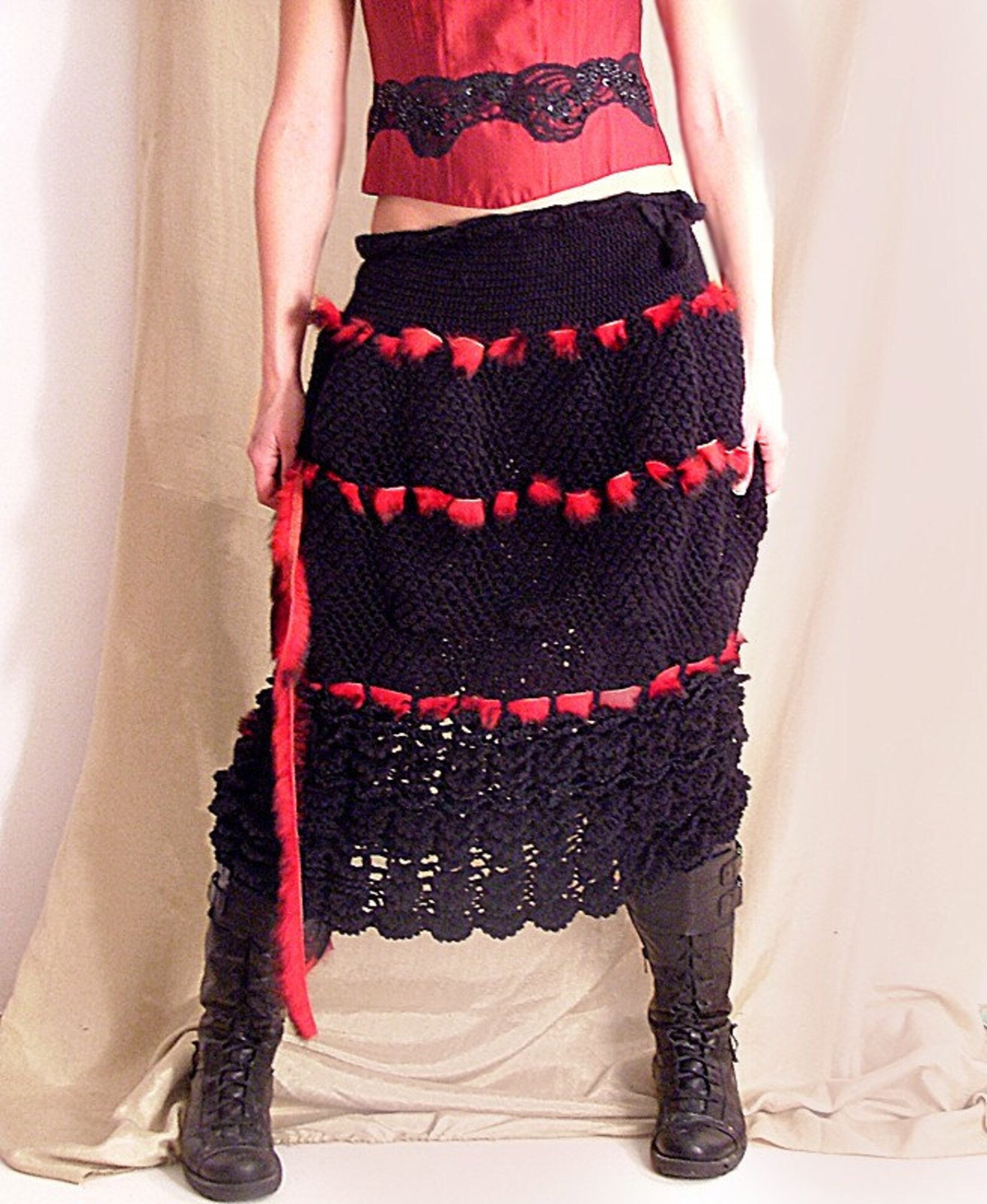 Ruffled Black and Red Skirt/dress Plus Size Trendy Etsy