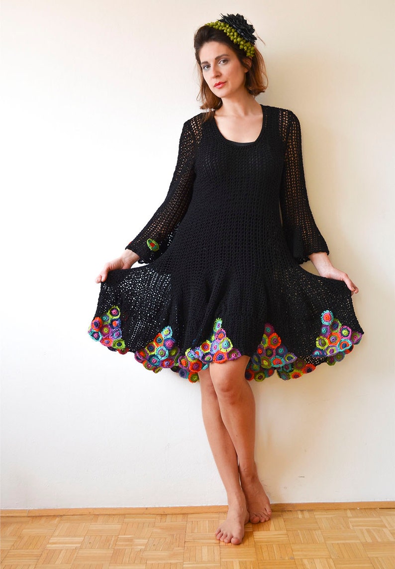 Black Crochet Summer Dress MADE TO ORDER image 3