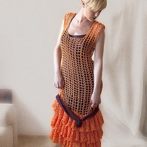 Orange Crochet Dress MADE TO ORDER image 1