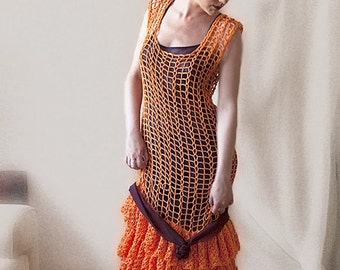 Orange Crochet Dress - MADE TO ORDER