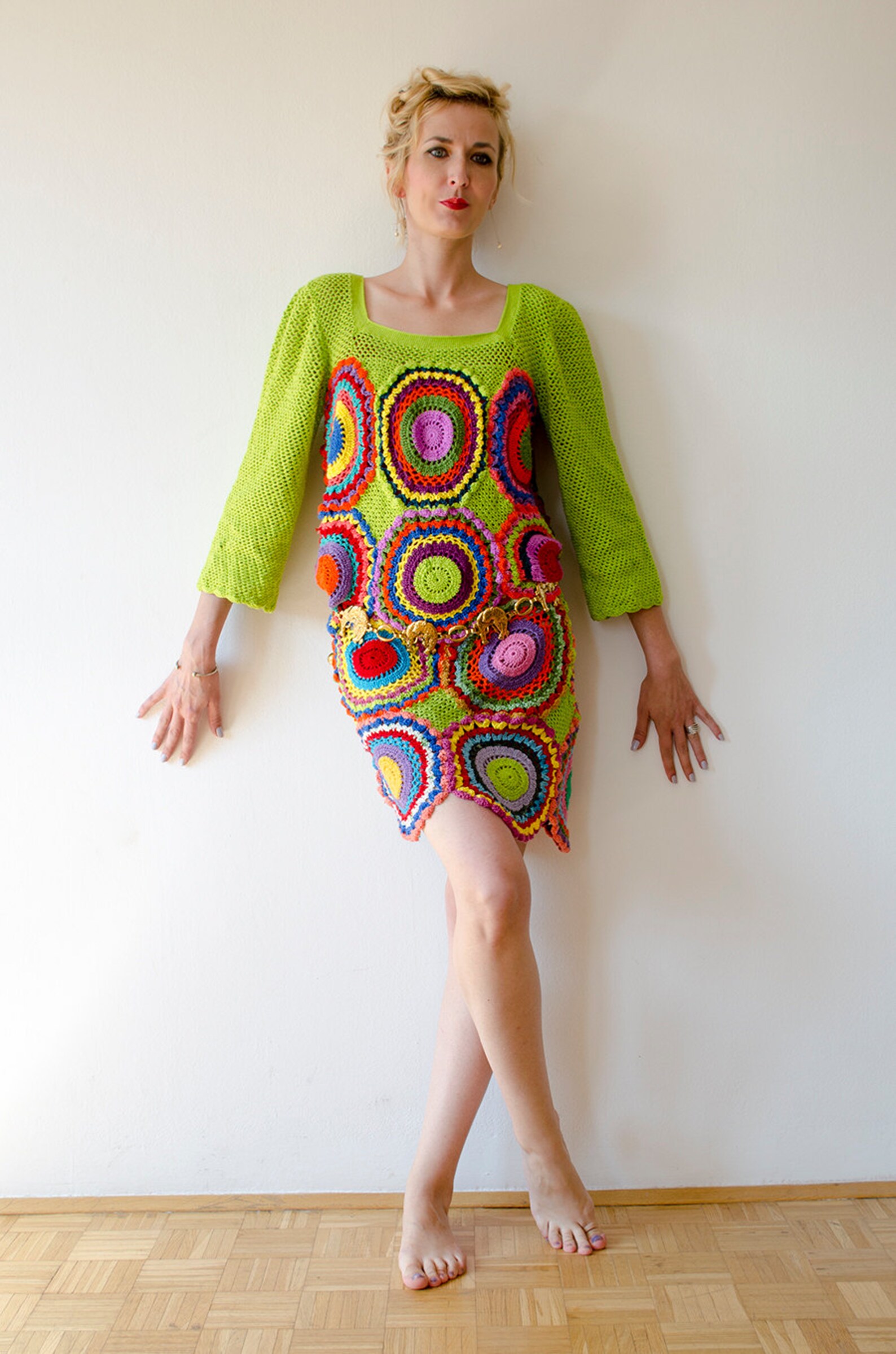 Green tira top and rape skirt set