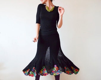 Plus Size Clothing Summer Black Crochet Women's Skirt - MADE TO ORDER