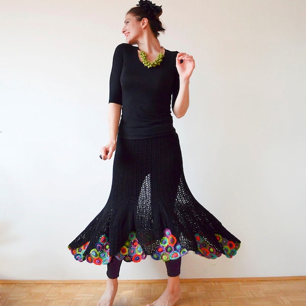 Plus Size Clothing Summer Black Crochet Women's Skirt - MADE TO ORDER