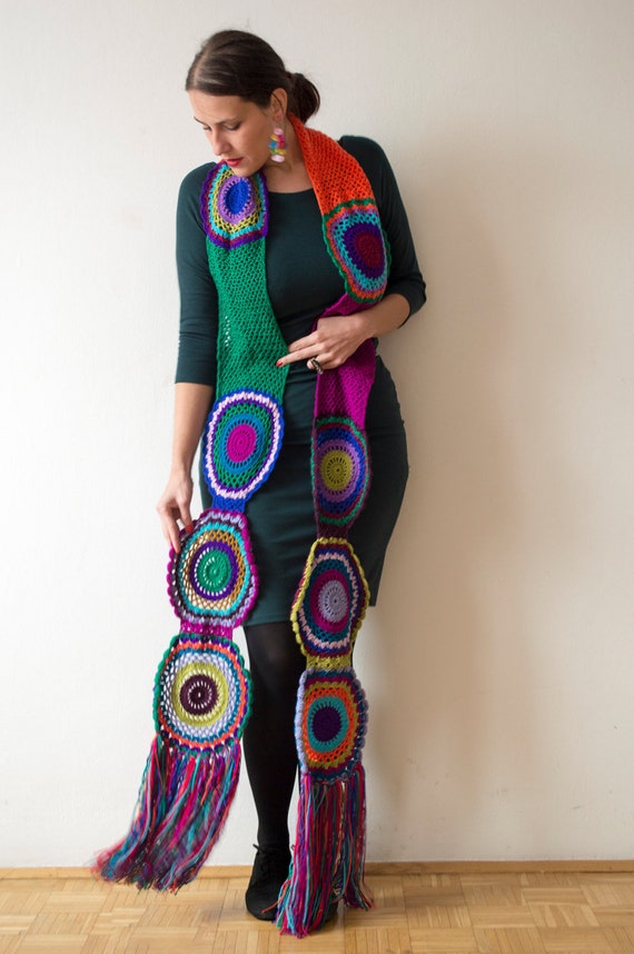 Multicolor Crocheted Circle Scarf READY TO SHIP Etsy