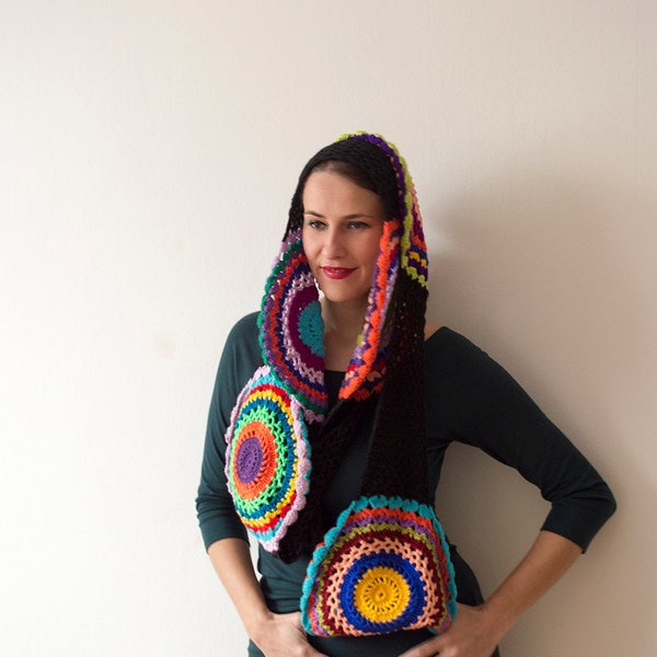 Multicolor Crocheted Circle Infinity Scarf