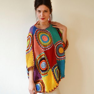Plus size clothing, Plus Size Top Vest MADE TO ORDER - Oversized Multicolored T-shirt, Rainbow Top