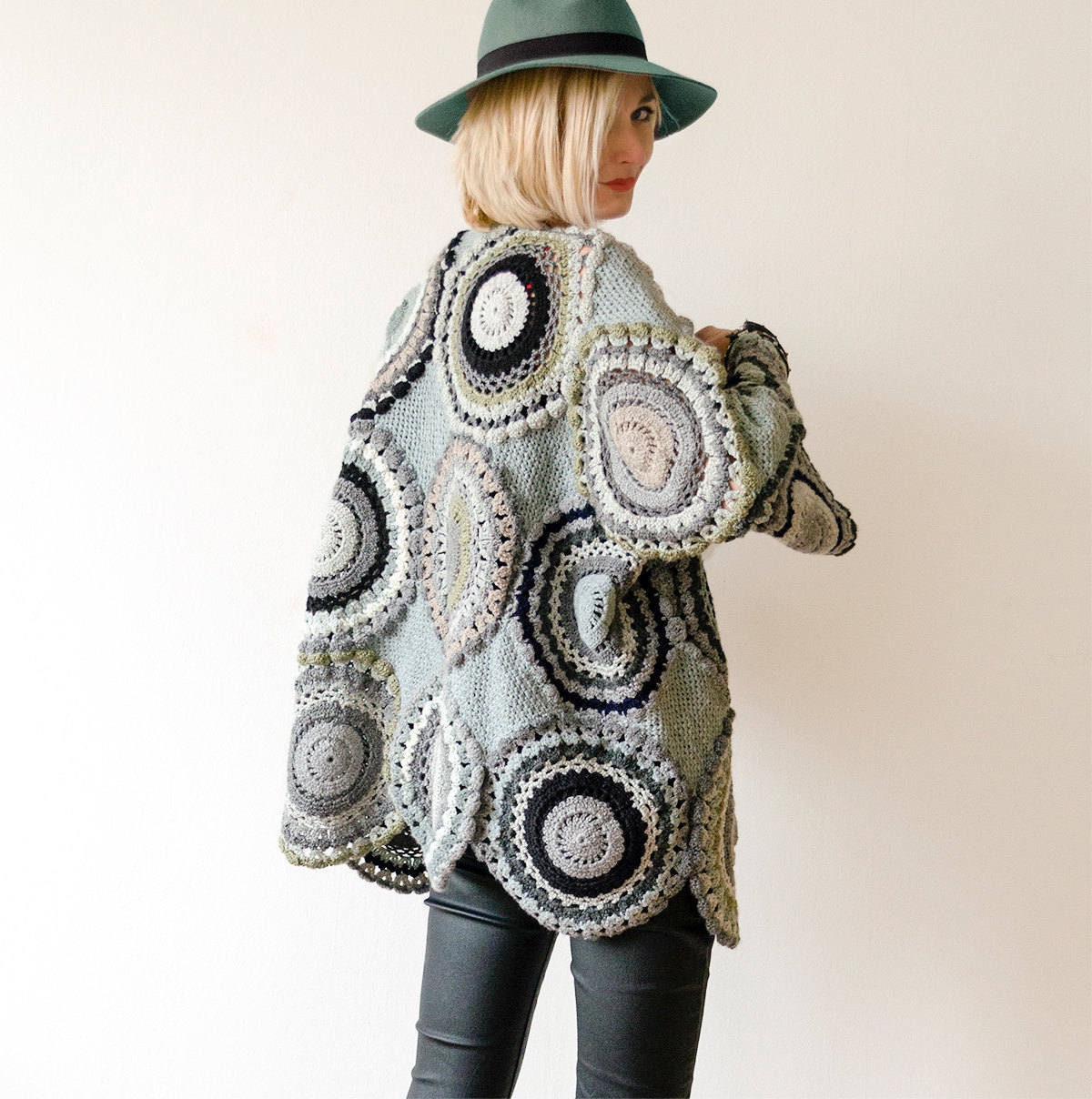 Plus Size Clothing, Gray Plus Size Jacket, Black White Gray Blazer , Whimsical Women's Clothing, Cardigan Sweater, Lagenlook - MADE TO ORDER