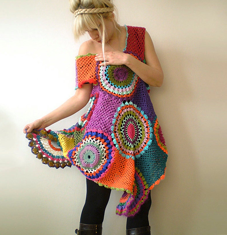 Art to Wear Tunic, Plus Size Dress, Sweater Dress, Rainbow Tunic, Oversized Dress, Maternity MADE TO ORDER image 1