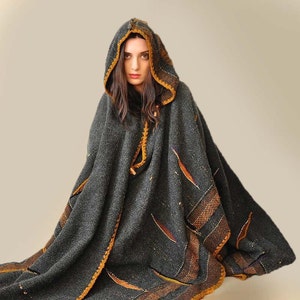 Plus Size Clothing MADE TO ORDER Dark Gray Handwoven Poncho Sold Accepting custom orders image 1