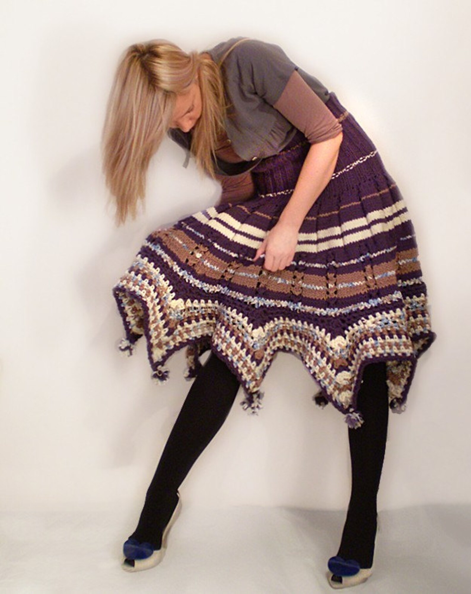 Greek Pattern Turtle Neck Poncho - BEIGE (S/M, L/XL) (Pack of 6)