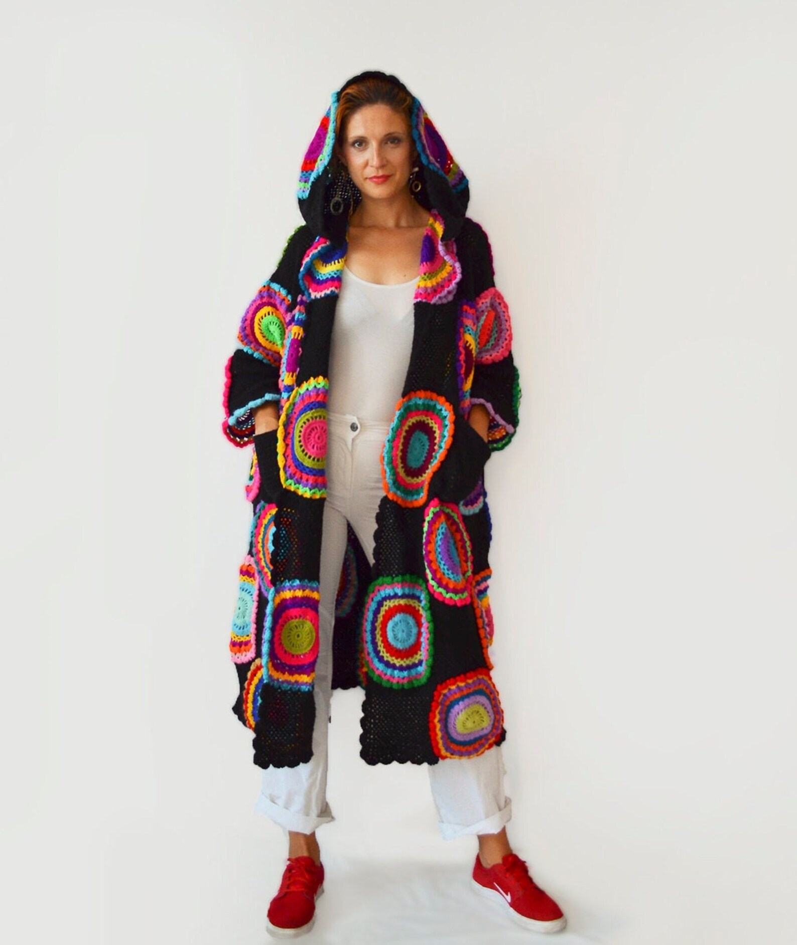 long hooded cardigan outfit