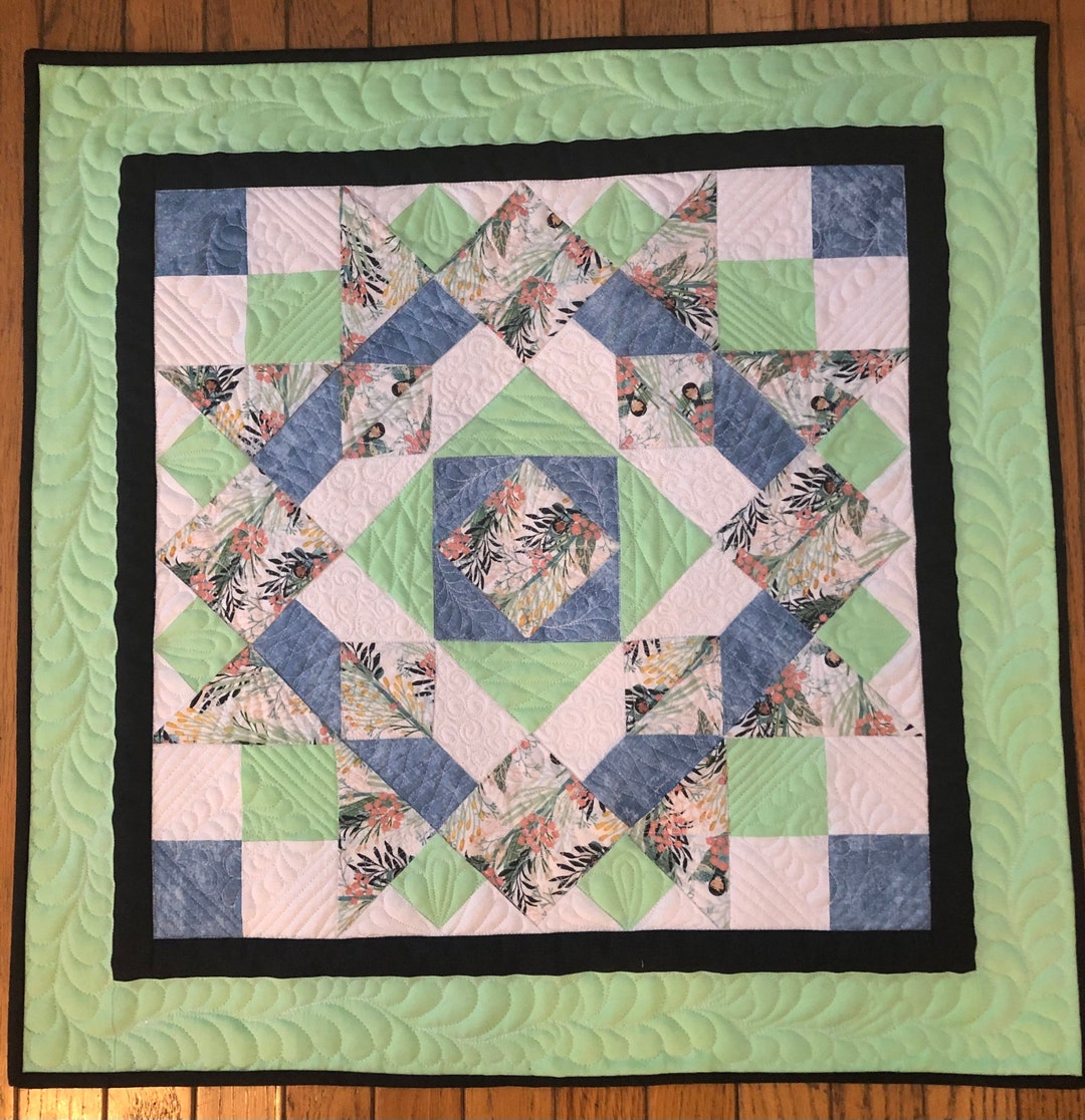 Quilted Table Topper, 27 Inch Square Table Topper, Home Decorating