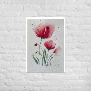 Watercolor Poppies Print: Red Floral Botanical Wall Art