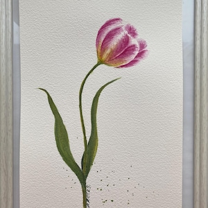 Original Aquarell Tulpen Gemälde, abstrakte Blume Wohnkultur, rote Blumenkunstwerk, handgemachtes Geschenk für sie, einzigartige botanische Wandkunst