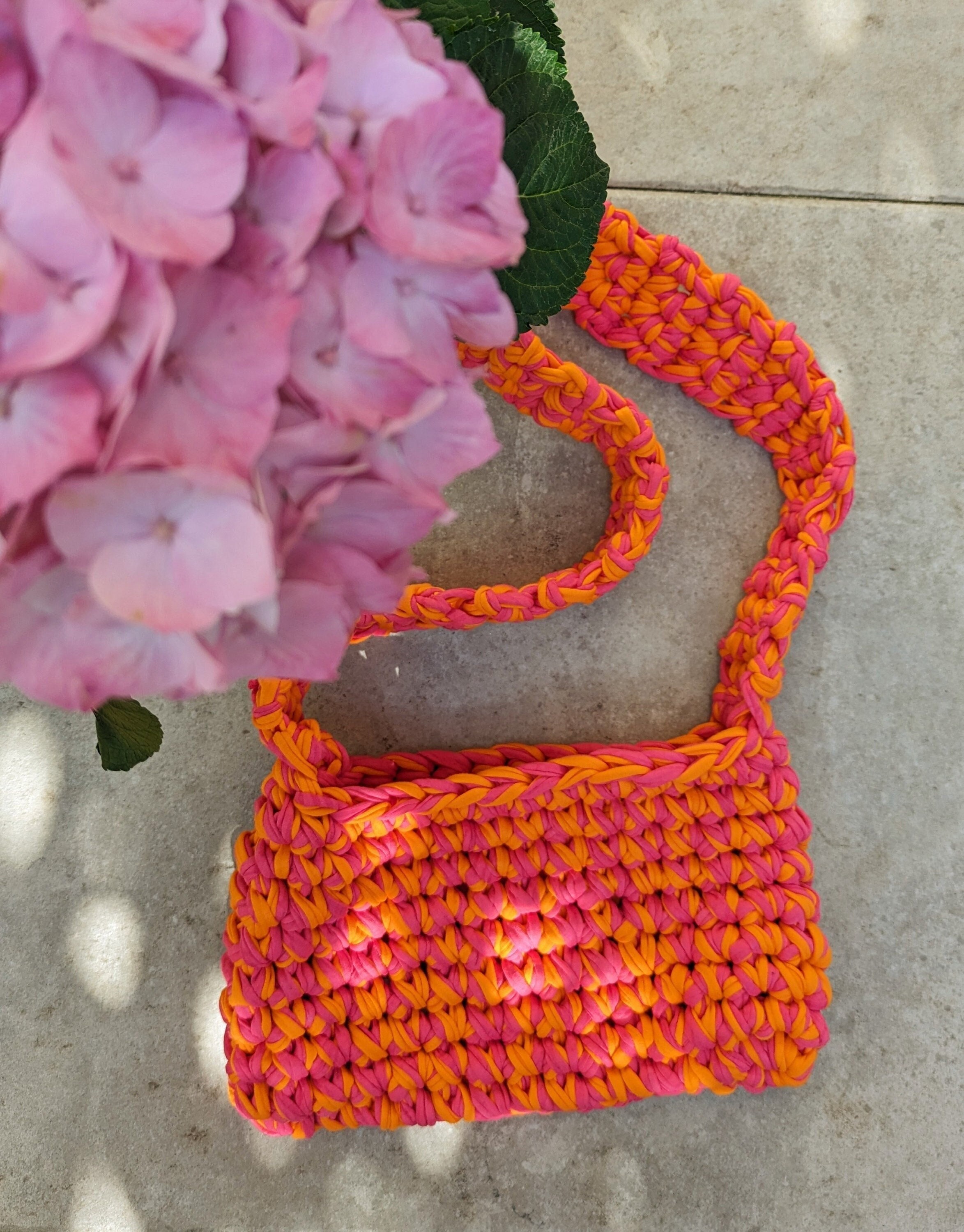 The Airmail Mini Crochet Handbag In Orange