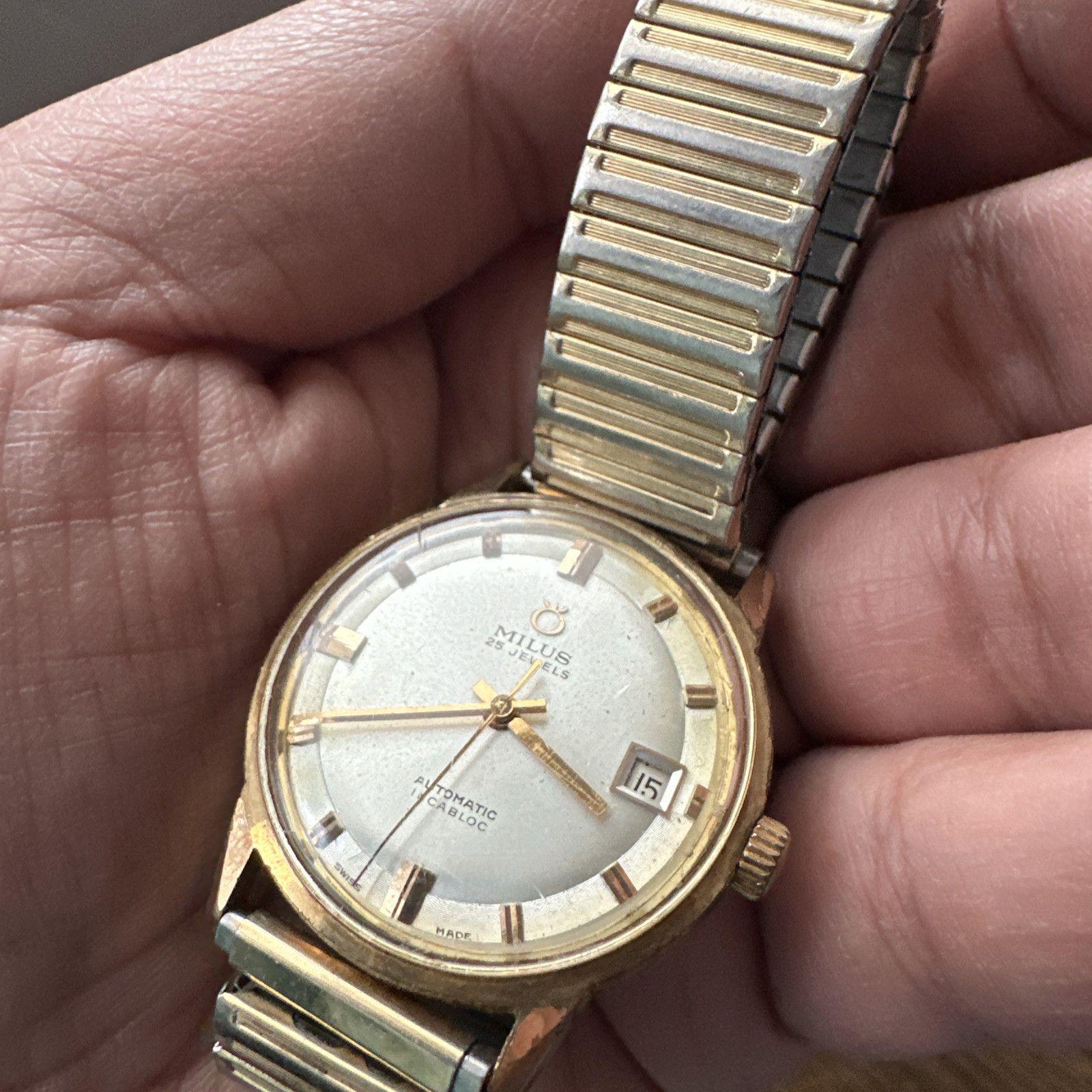 Working Milus 25 Jewels Automatic Men's Watch Gold Filled Case