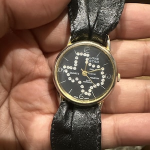 Working Lone Star 29mm Ladies watch Black Band Quartz Fit 6in New Battery