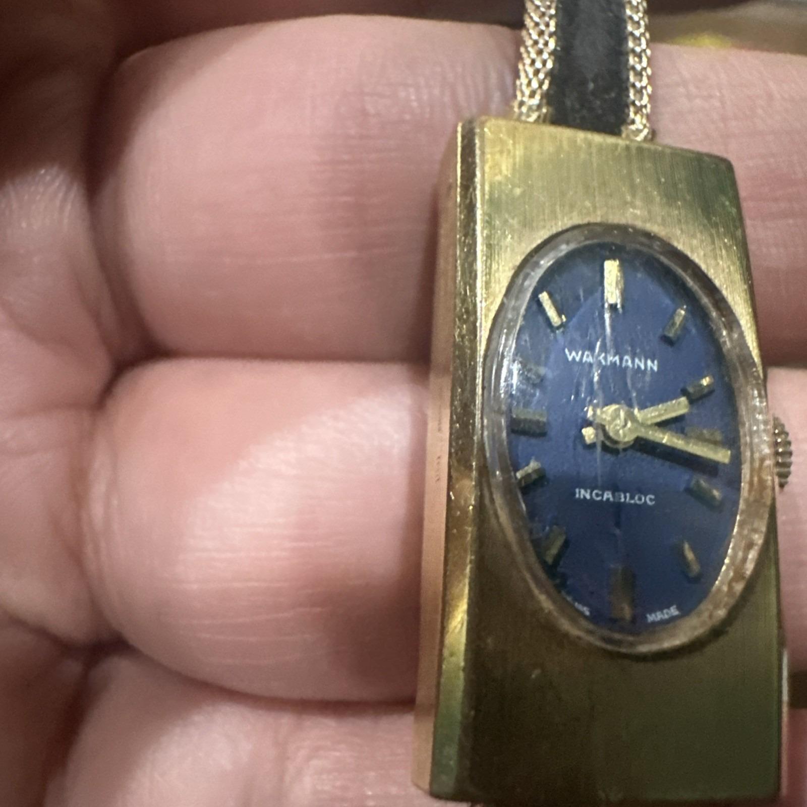 Working Vintage Wakmann Blue Dial Manual Wind incabloc Ladies Watch 16mm Fit 6in Vintage Wakmann 31mm 17 Jewel Incabloc Swiss Made Manual  main image 4