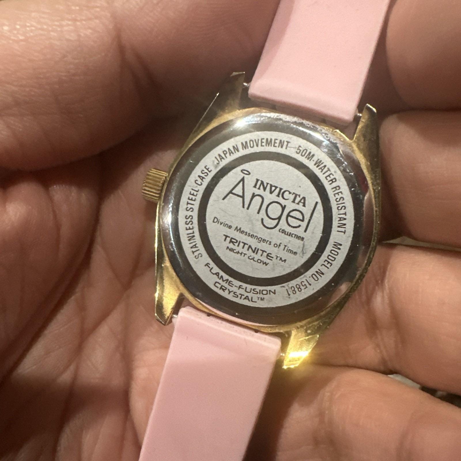 Working Invicta Ladies Angel Blue MOP DIAL Pink Silicone Band Watch 34mm Fit 7in Working Invicta Ladies Angel Blue MOP DIAL Pink Silicone  main image 3