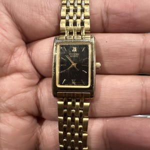 Working Citizen Gold Tone Quartz Women&#39;s Watch New Battery Rectangle Vintage