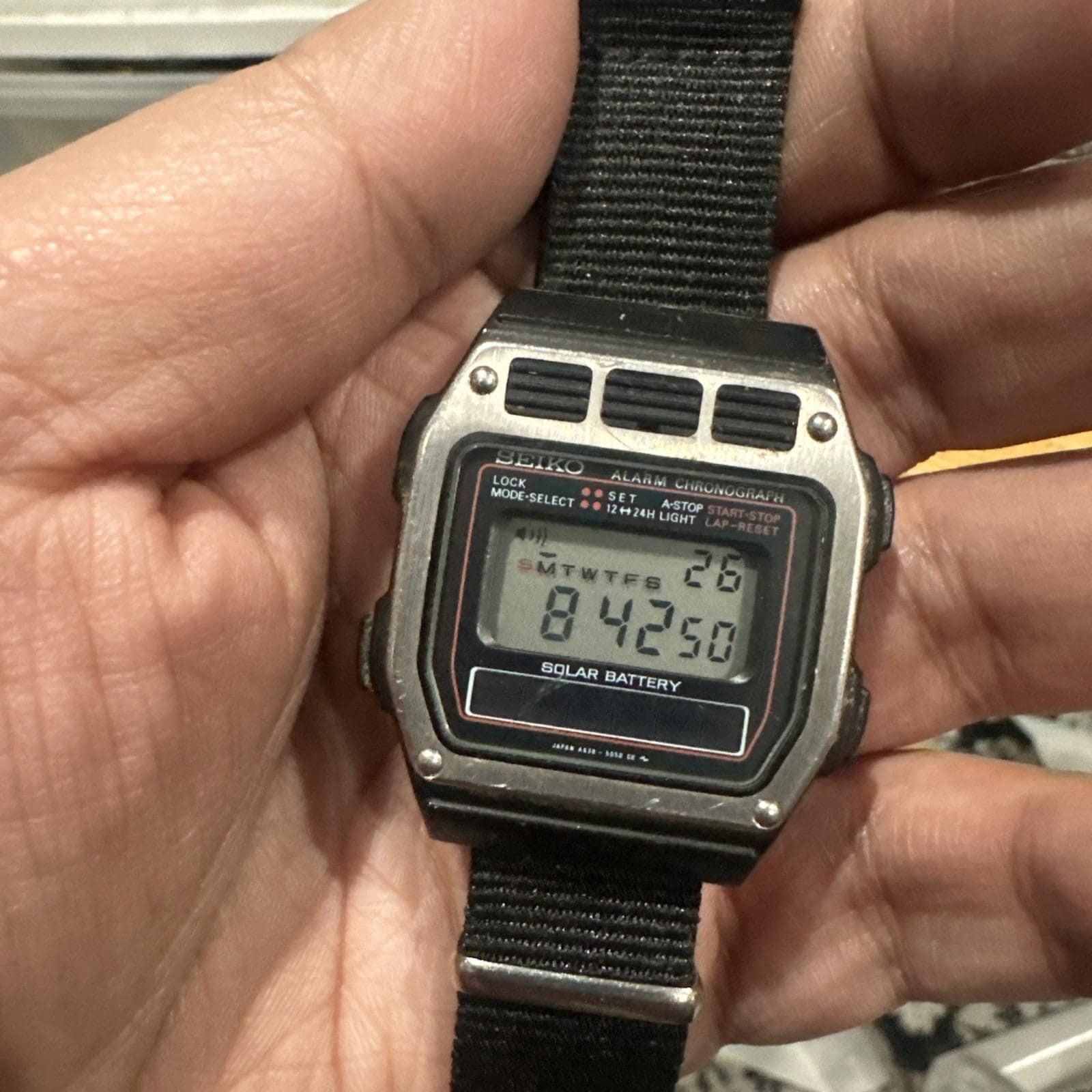 Working Rare Vintage Seiko 1980s Alarm A628-5040 Solar All Buttons