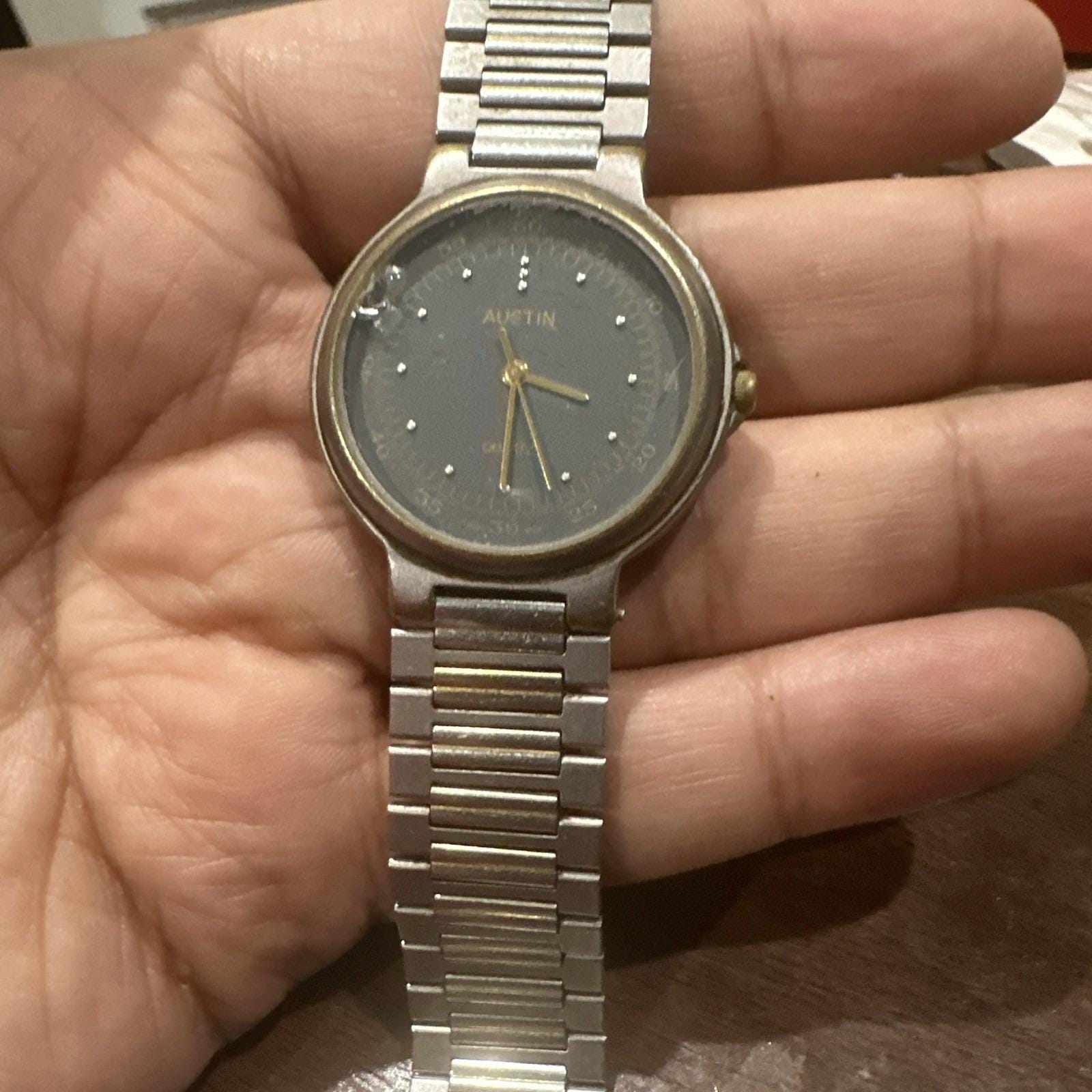 Vintage Austin Watch Analog Wristwatch Silver Tone Business Career Office Work Working Vintage Austin Swiss Watch Mens Silver 33MM  main image 2