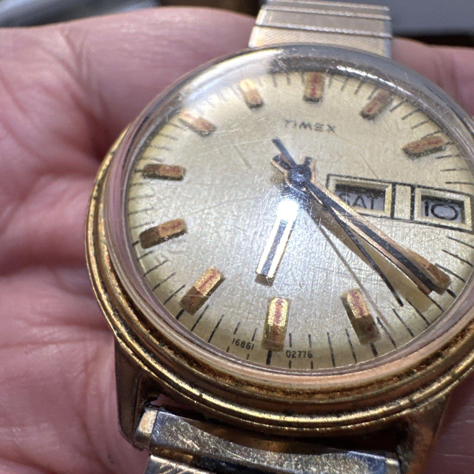 Vintage Timex Mercury Men Gold Tone Day Date Watch Manual Wind No Band JorgitosWatches | ***SOLD*** Vintage Timex Mercury  main image 2