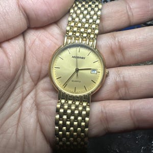 Works VTG Womens Helbros Gold Tone Quartz Big Dial 32mm Japan Running Fit 6.25in Helbros Quartz Analog Wristwatches | eBay main image 4