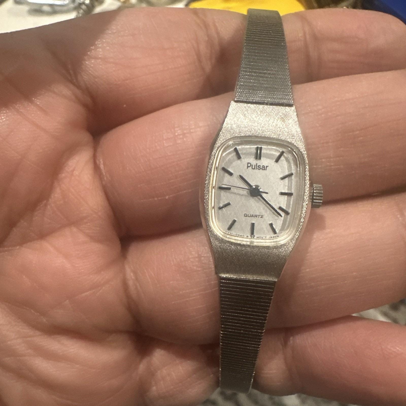 Vintage Pulsar Classic Silver Quartz Womens Womans Analog Dainty Round Watch Vintage Pulsar Quartz Dainty Stretch Watch. Approx... | Depop main image 3