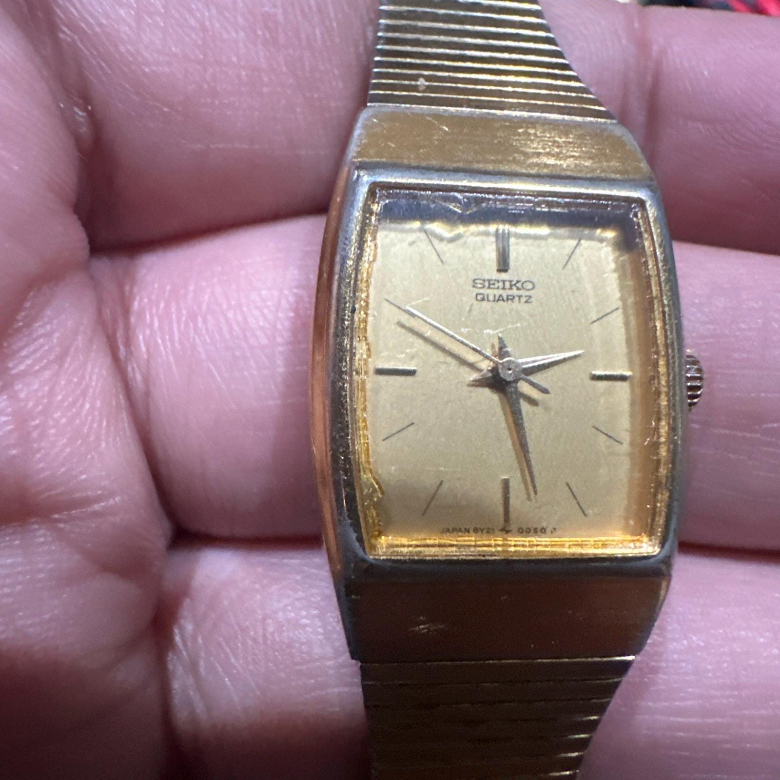 Rare Seiko ladies two tone rectangular bracelet dress watch NEW BATTERY Rare Vintage 90s Two-Tone Seiko Quartz Watch with Thin  main image 3