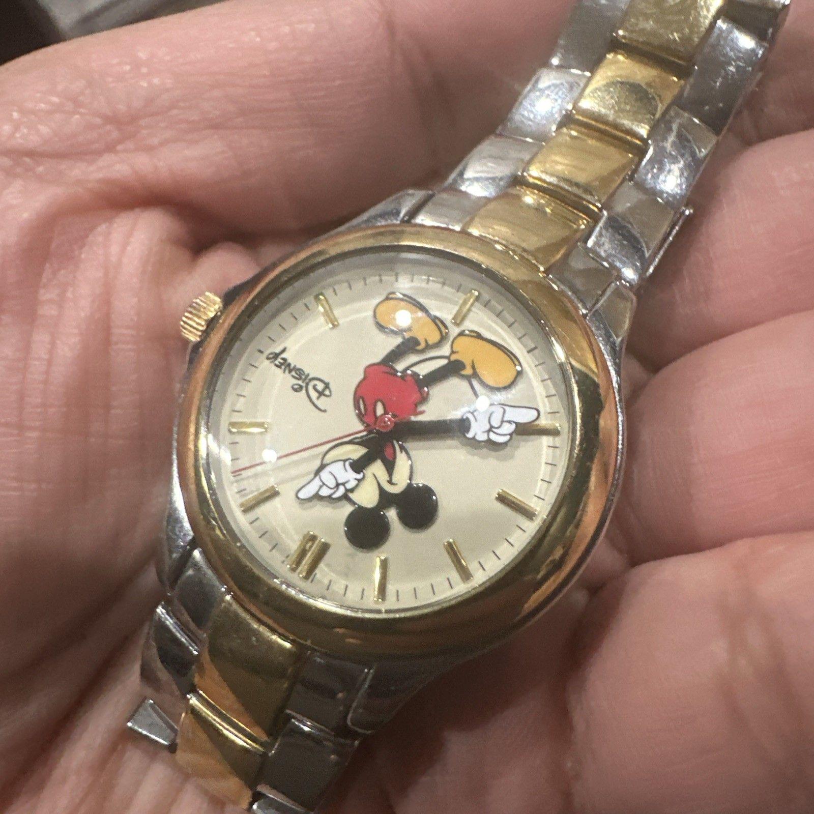 Working DISNEY Mickey Mouse Watch 33mm Two Tone Case/band