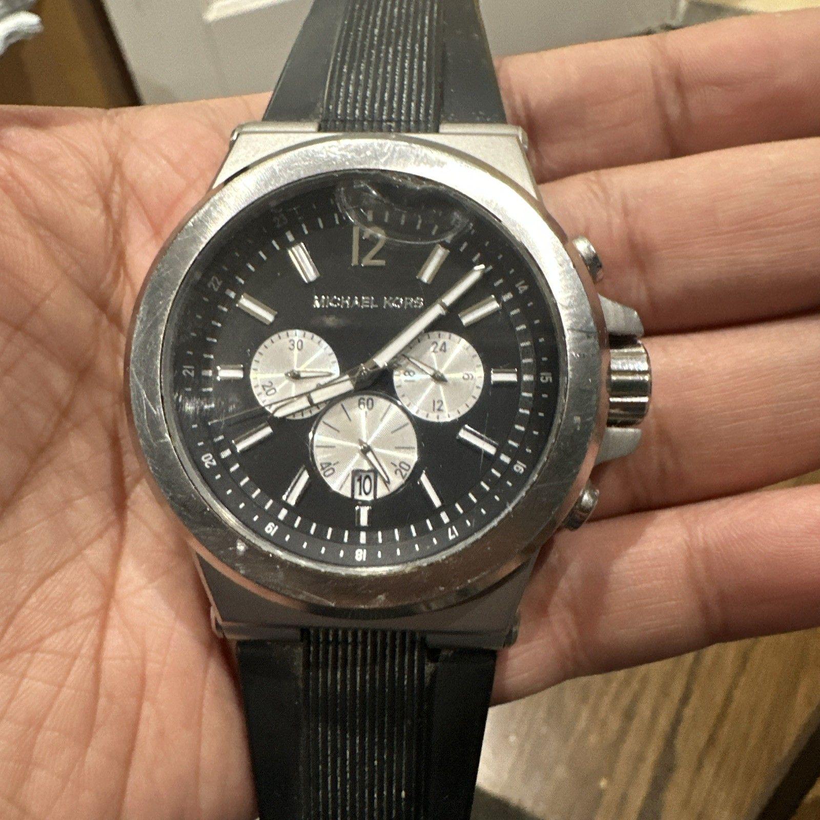 Working Michael Kors Oversized 51mm Dylan Silver Mens Watch MK8336