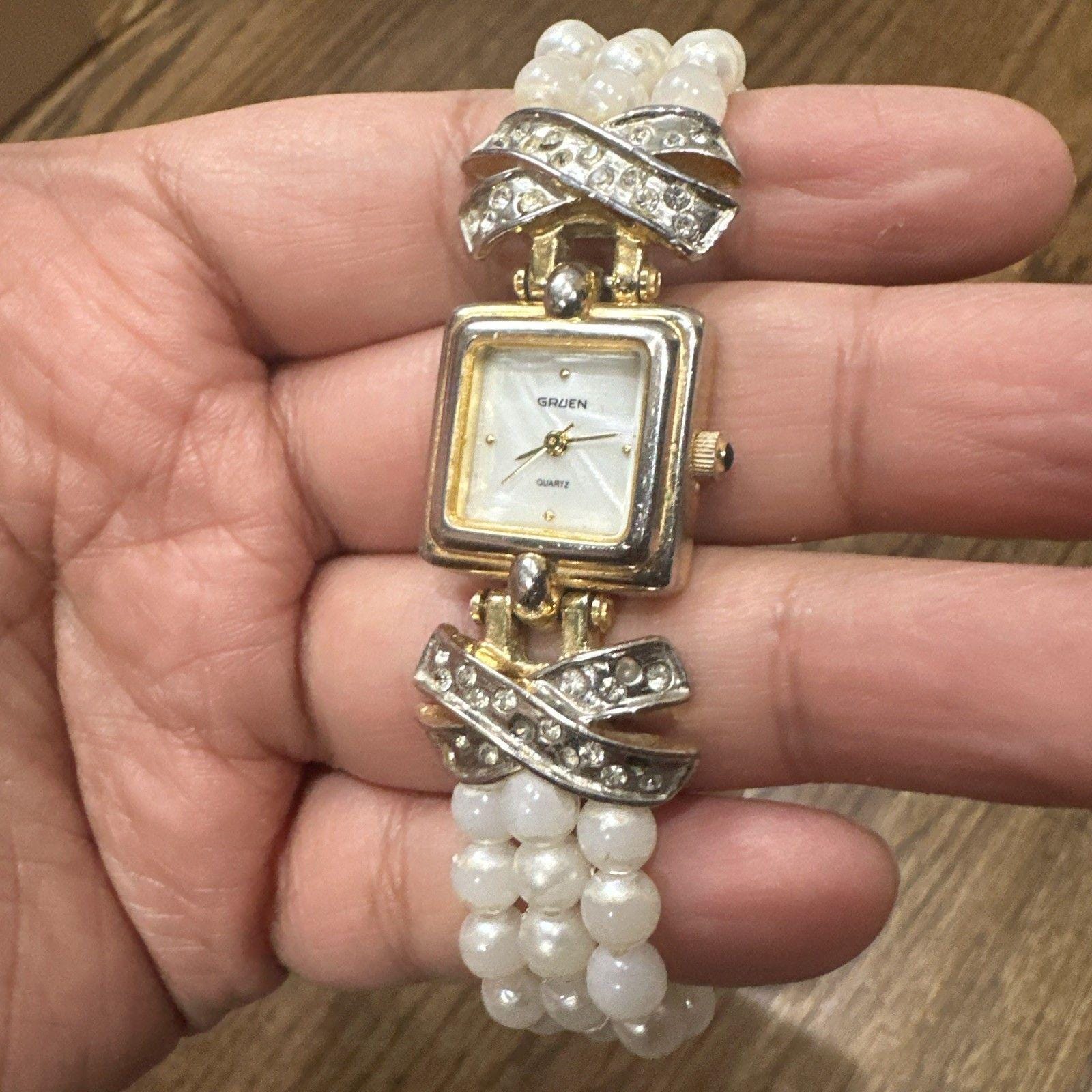 Gruen Ladies Quartz Bracelet Watch GRUEN Precision Quartz Ladies Watch Gold Plated Link Chain  main image 3