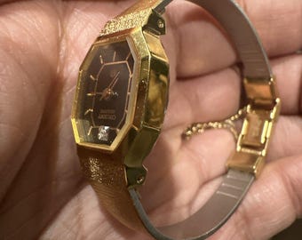Works 17mm‎ Orient Octagonal Ladies Bracelet Watch Black Dial Quartz Vintage Works 17mm Orient Octagonal Ladies Bracelet Watch Black Dial  main image 3