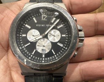 Working Michael Kors Oversized 51mm Dylan Silver Mens Watch MK8336
