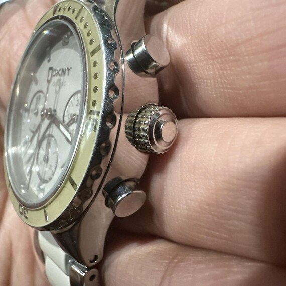 Working DKNY Ceramic Chronograph Gray Womens Stee… - image 4