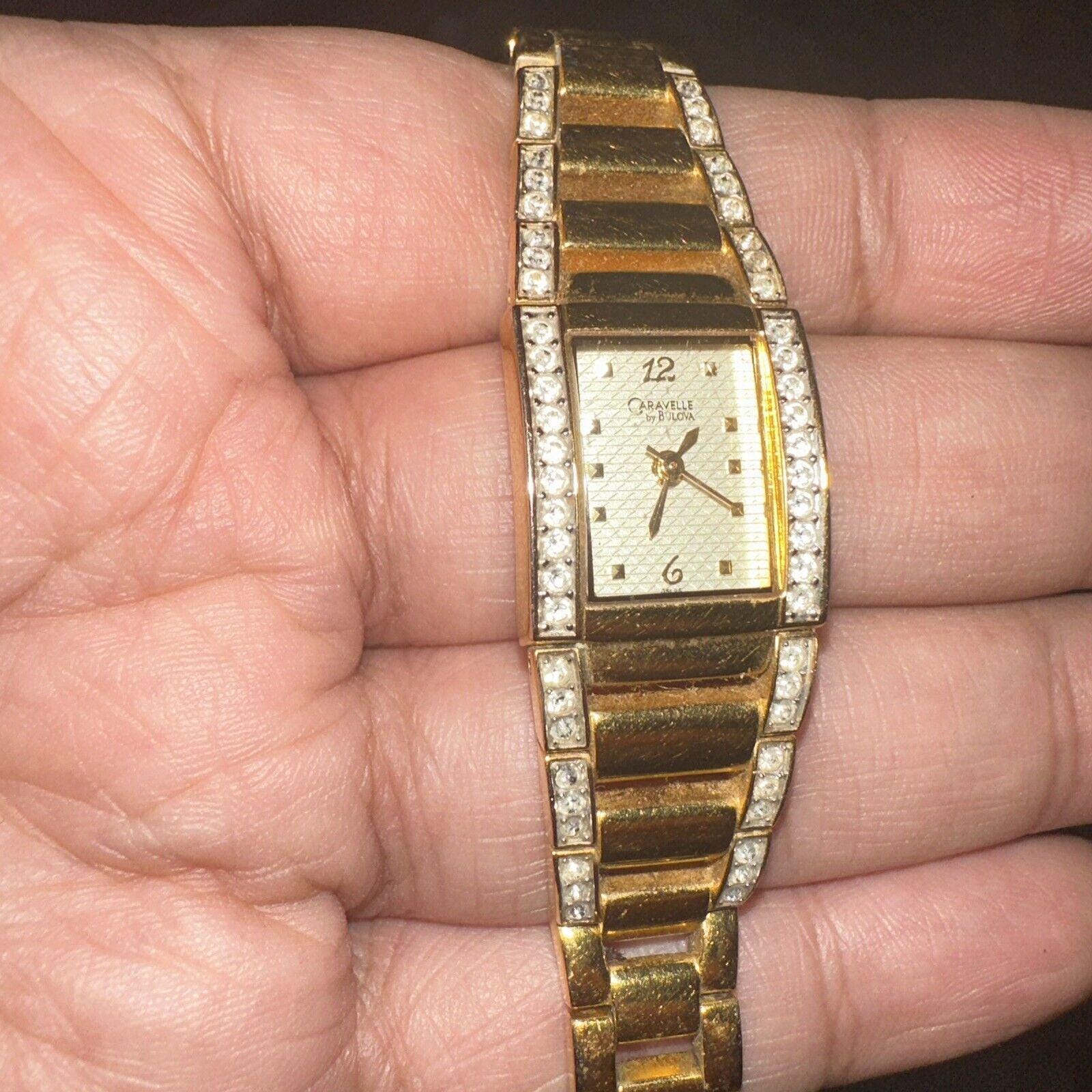 Runs Caravelle by Bulova Watch Gold Tone Band Rectangular  display picture 1